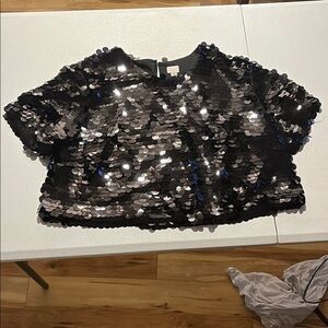 a new day Black Sequin Top